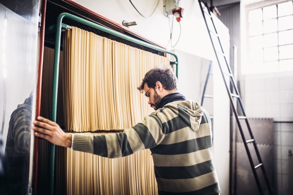 Handmade pasta drying at a Florentine pasta maker